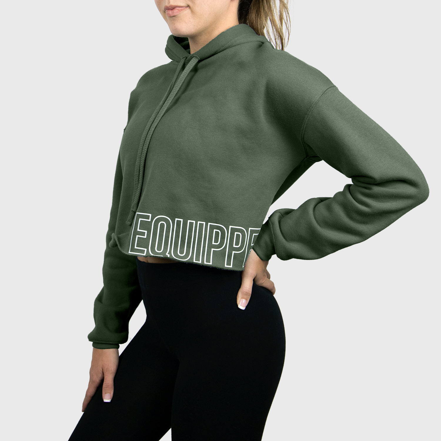 olive cropped hoodie